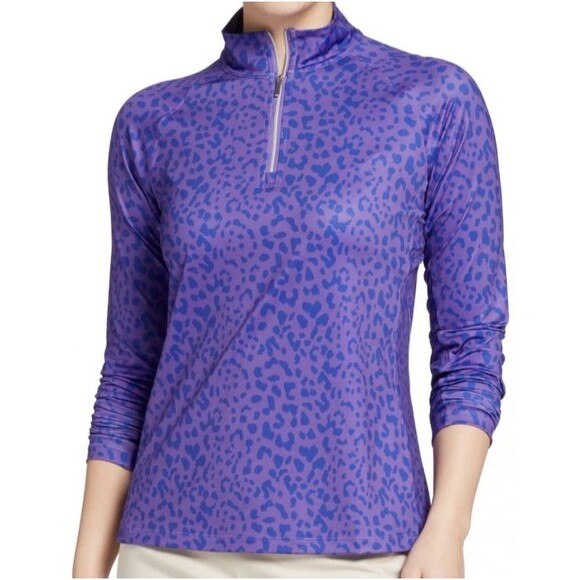 Lady Hagen Jackets & Blazers - Lady Hagen Golf Jacket  XXL Purple Leopard Print 1/4 Zip Pullover Active Stretch